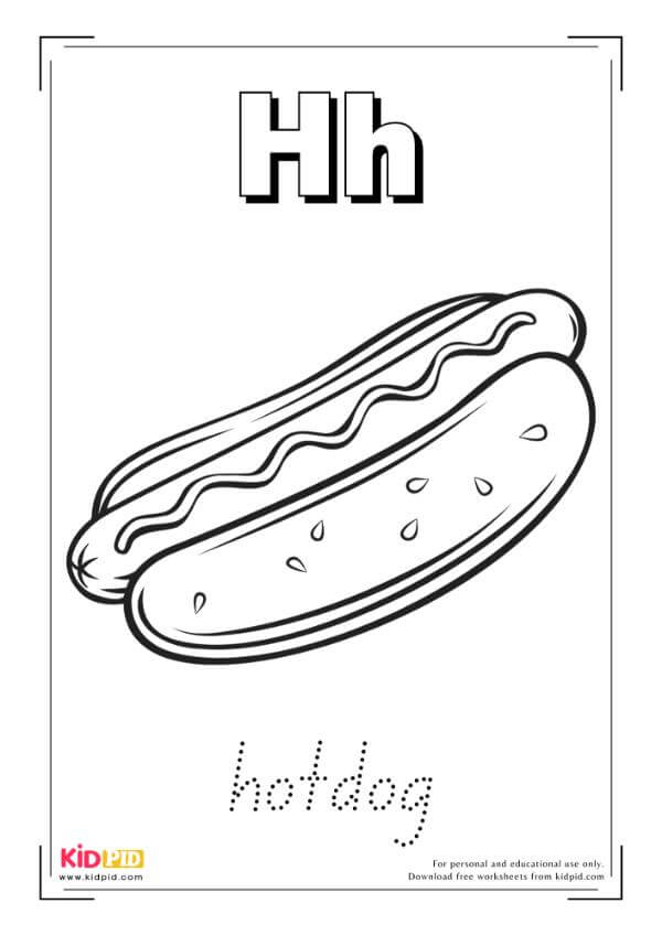 H For Hotdog - Food Alphabet Coloring Book