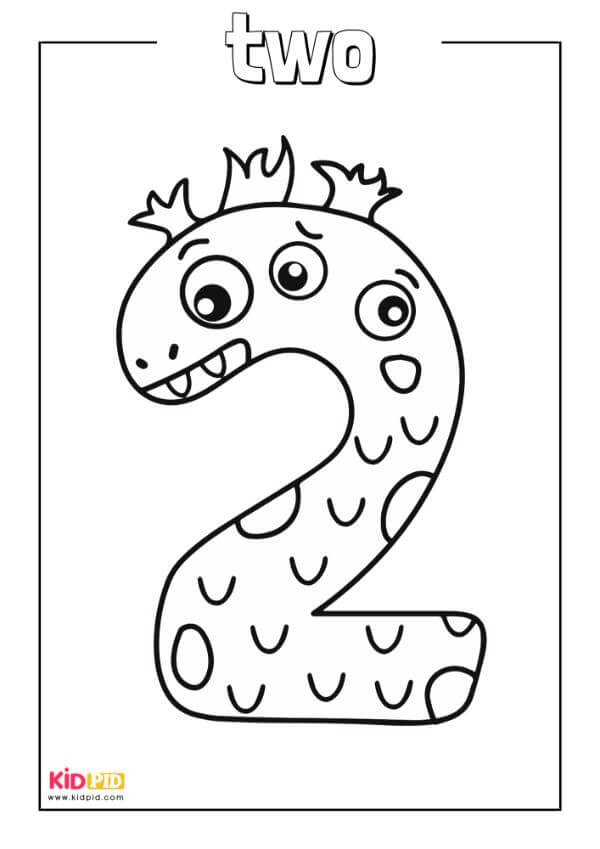 Two - Monster Numbers Coloring Book For Preschool