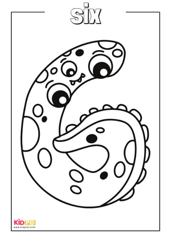 Six - Monster Numbers Coloring Book For Preschool