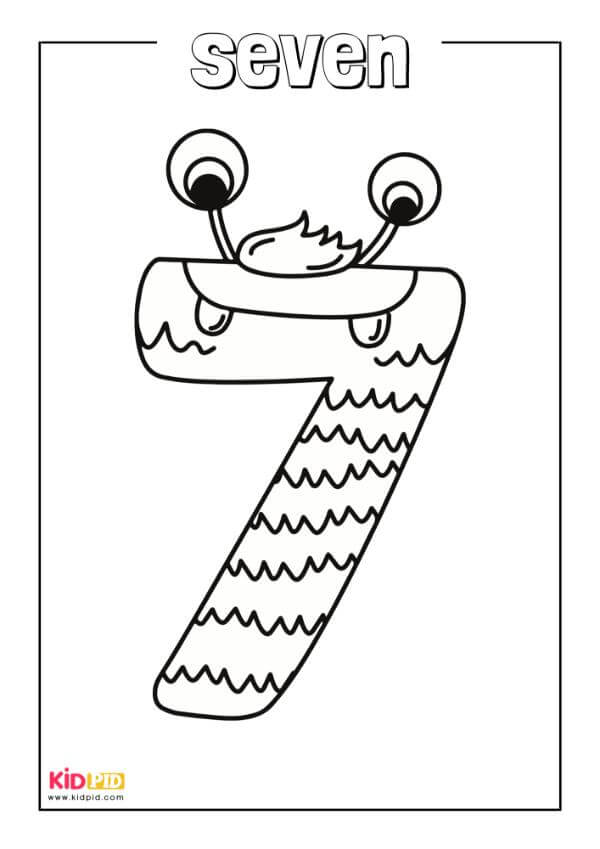 Seven - Monster Numbers Coloring Book For Preschool