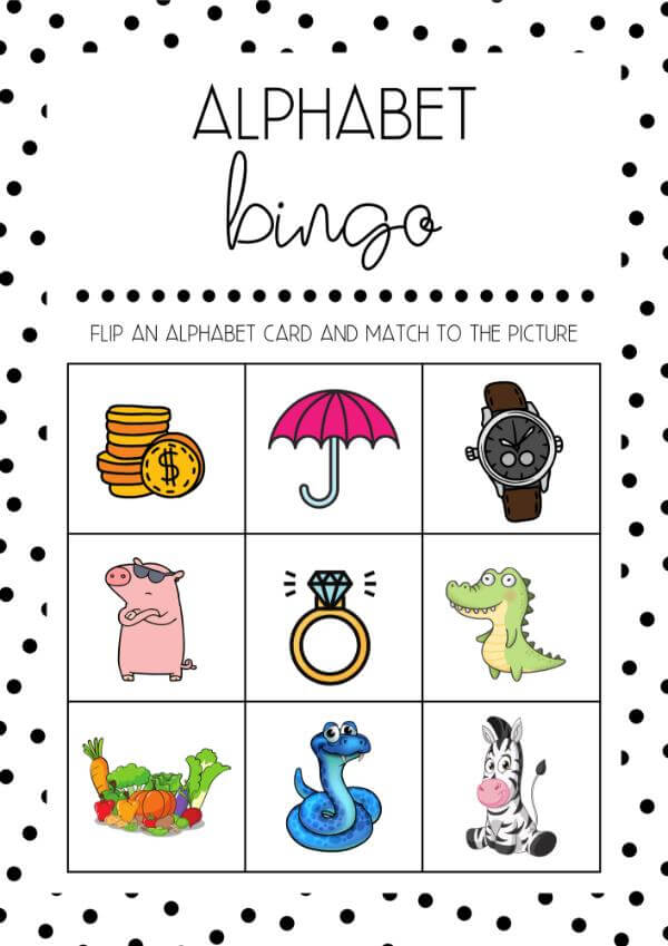 Pictorial Alphabet Bingo Boards