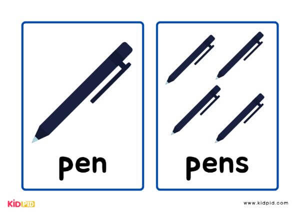 Singular and Plural Noun Of Pen Flashcards