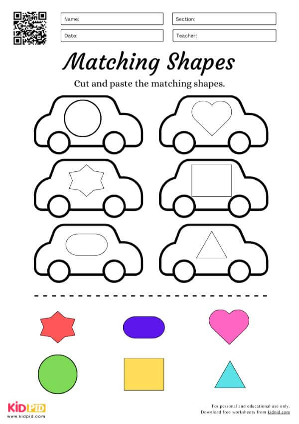 Cut & Paste The Matching Shapes Activity For Preschool