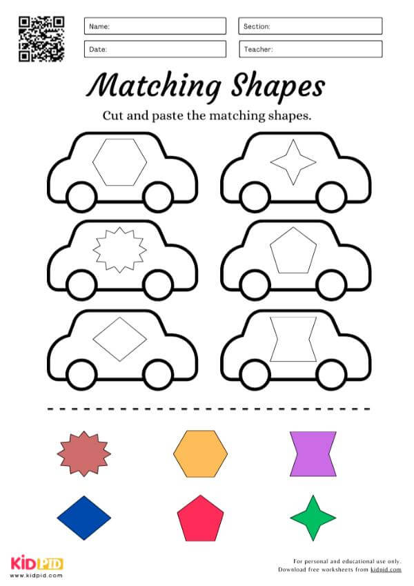 Cut & Paste The Matching Shapes Activity For Preschool