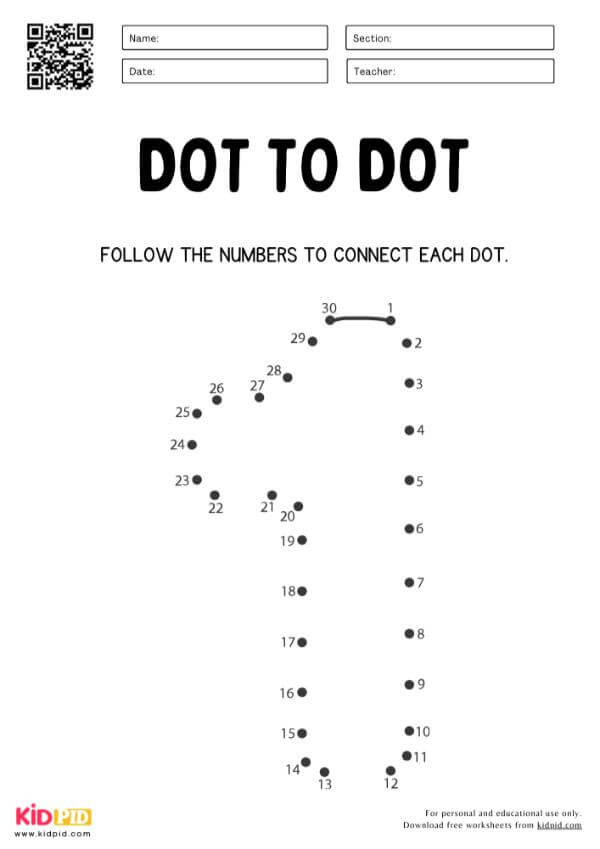 Dot to Dot Numbers 0 to 20 Math Worksheet Activity For Preschool