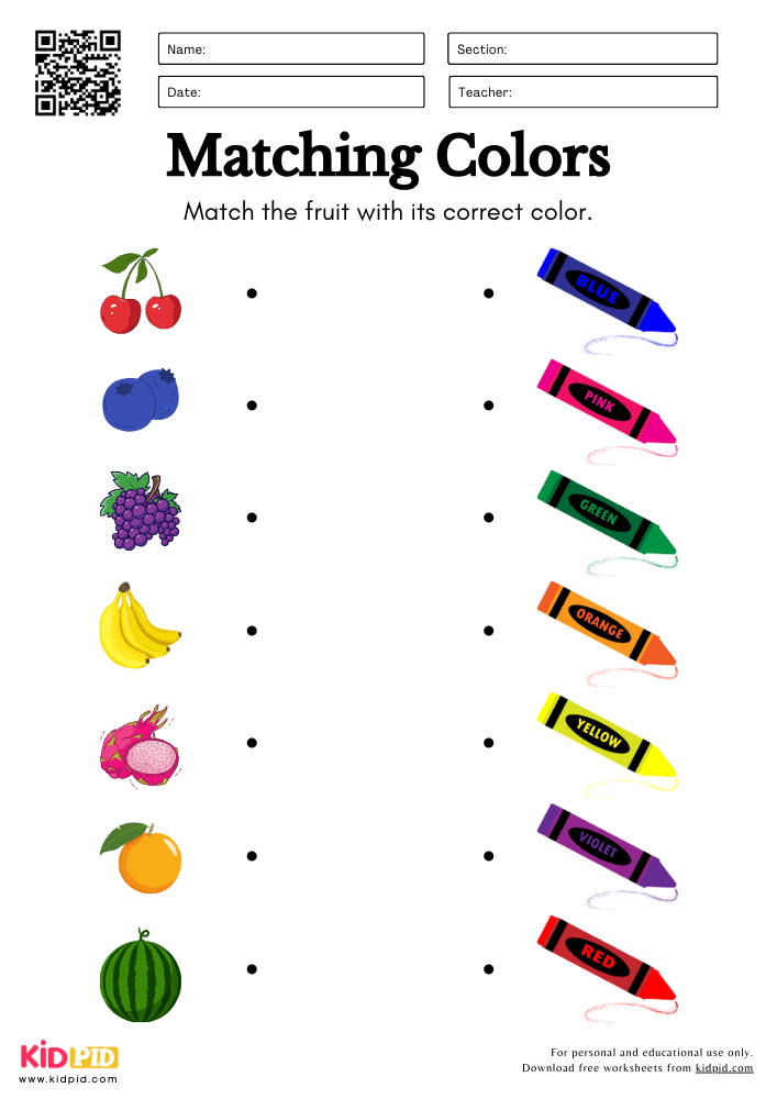Match The Fruit With Its Correct Color
