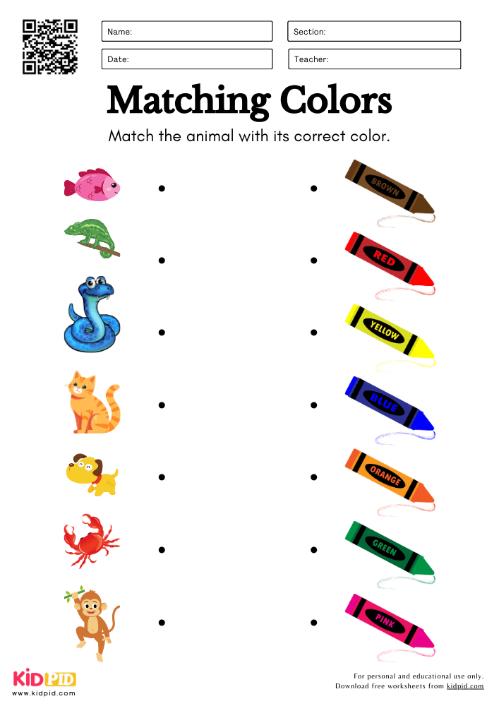 Match The Animal With Its Correct Color