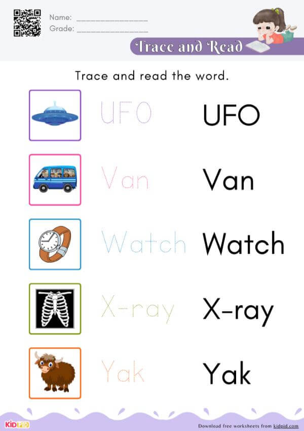 U To Y - Trace and Read The Alphabet Word