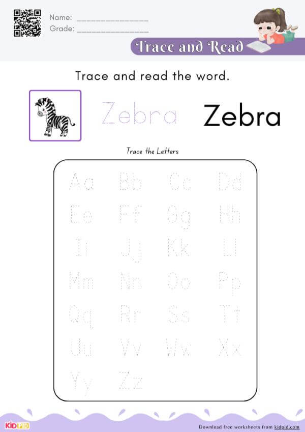 Z - Trace and Read The Alphabet Word