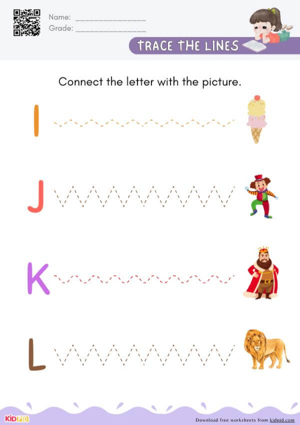 I To L - Trace The Lines to Connect the Letter With the Picture
